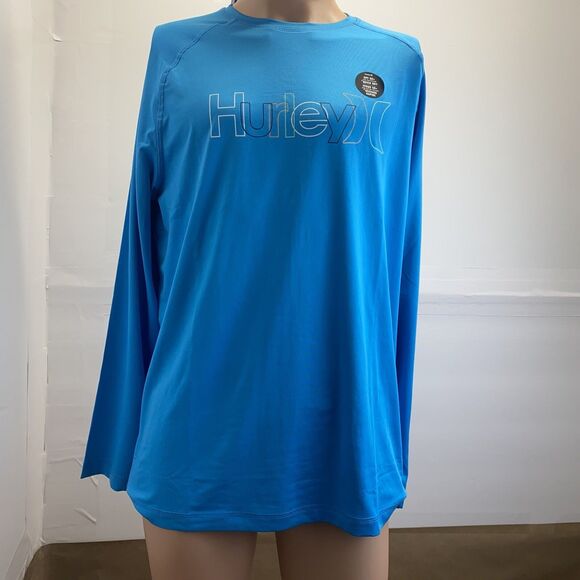 HURLEY Men's Long Sleeve Sunshirt Blue Size M UPF 50+ Quick Dry Top Stretch New - Picture 9 of 9
